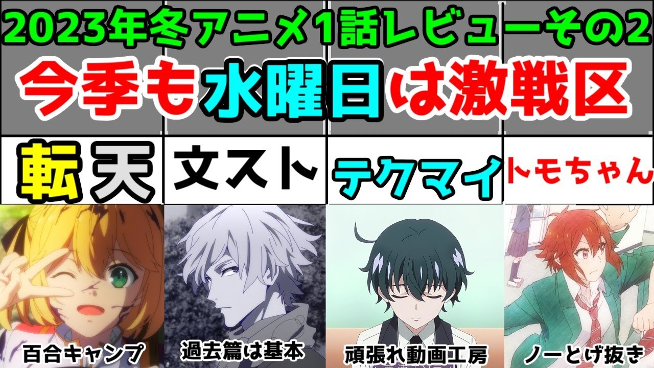 【転天・文スト・テクマイ・トモちゃん】「2023年冬アニメ」第1話をレビューしていく水曜日篇その1【文ストと転天が高クオリティ】