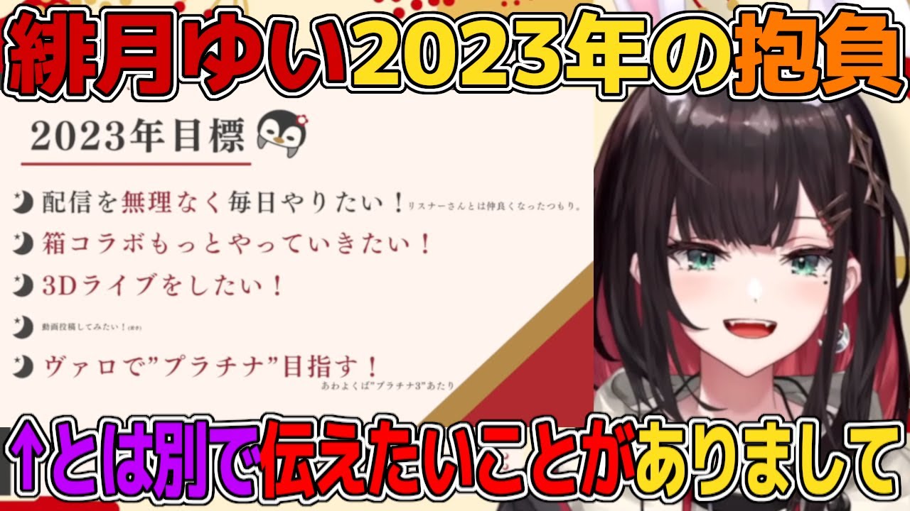 デビュー1年目とは思えない立派な今年の目標・抱負を話しリスナーを泣かせる緋月ゆい【緋月ゆい/ネオポルテ/切り抜き/アニソン/歌/アニメ/主題歌/渋谷ハル/そらる/まふまふ/初配信/2023】