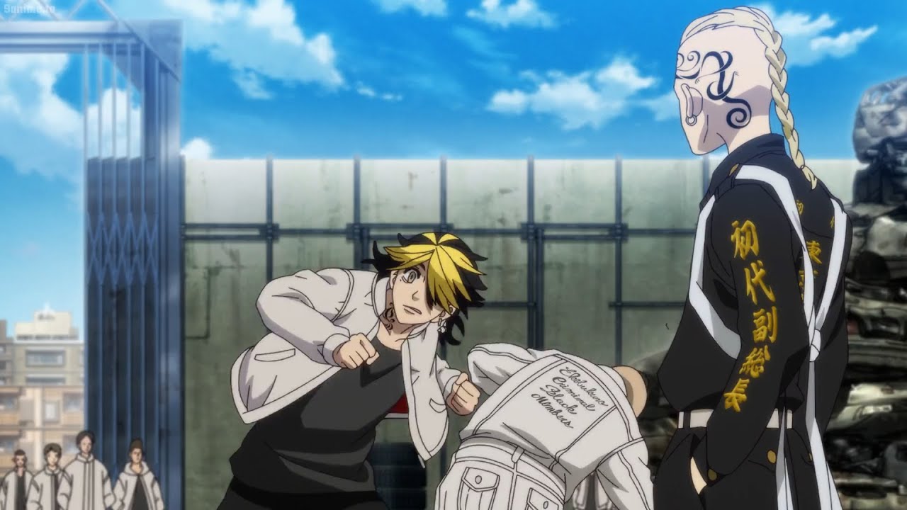 東京リベンジャーズ 聖夜決戦編| 寺堅は一虎が稲妻パンチを使ってハンセンを気絶させるのを見てショックを受けました。Kazutora used a punch that stunned Hansen.