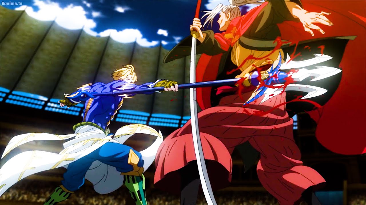 終末のワルキューレ - ギリシャの海神ポセイドンが小次郎を粉砕し、アリーナを血に沈めた, Greek sea god Poseidon crushes Kojiro