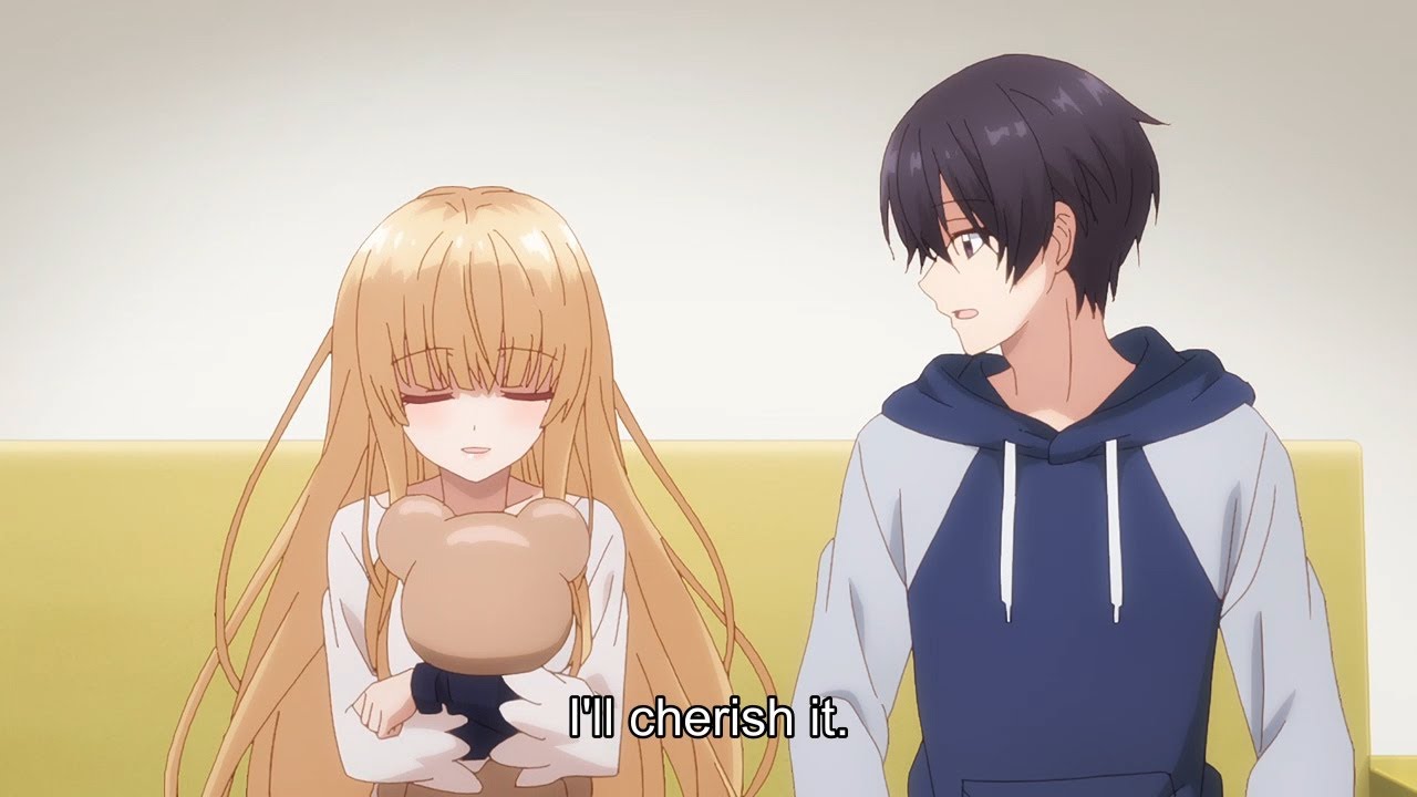 Mahiru Shiina is happy when Amane Fujimiya gives her a teddy bear Ep2 お隣の天使様にいつの間にか駄目人間にされていた件