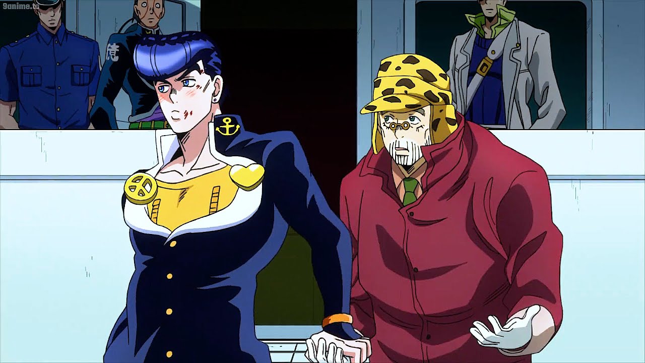 ジョジョ-Josuke shyly guides Joseph when meeting his father for the first time