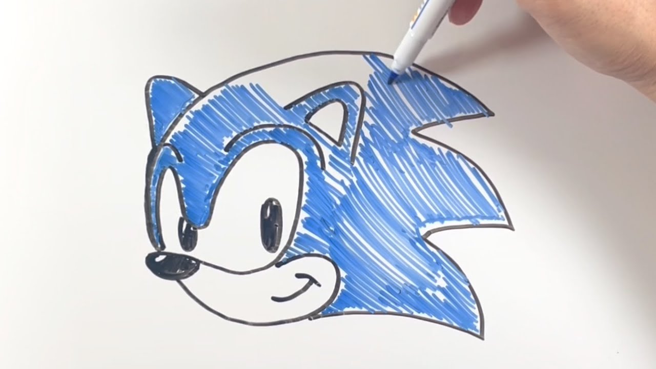 ソニックの簡単な描き方！ゆっくり描いてみた。How to draw Sonic.