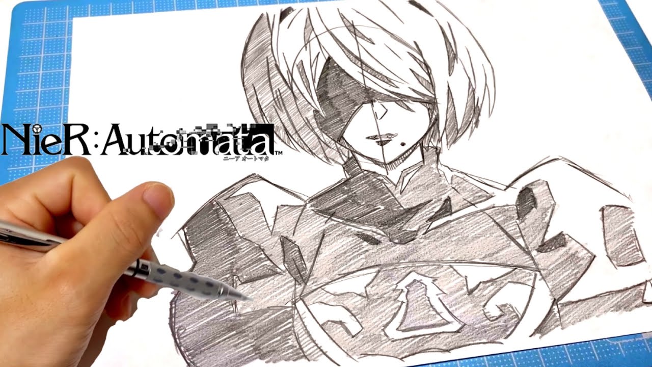 【イラスト】(NieR:Automata Ver1.1a)ニーアオートマタシャーペンを使った簡単なイラストの描き方！イラストメイキングIllustration making