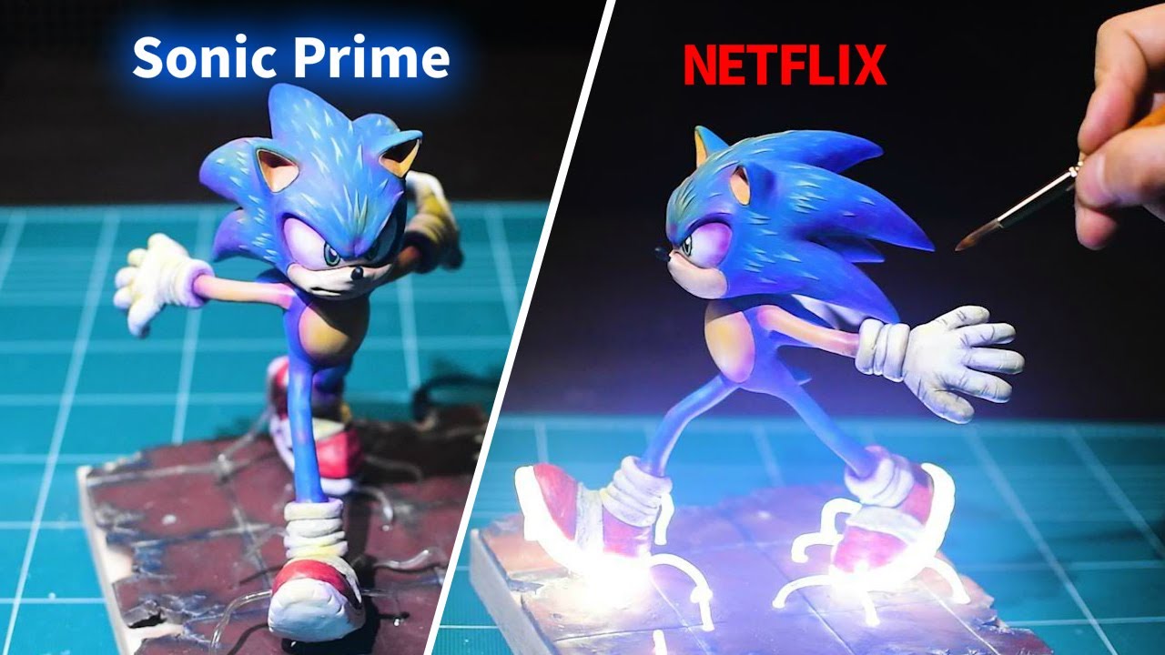 How to make Sonic wearing luminous shoes Diorama / Sonic Prime / Clay