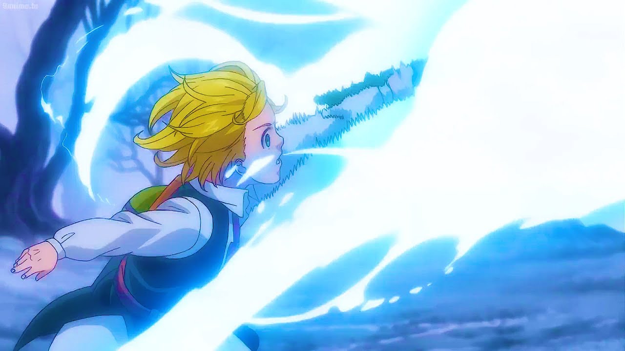 七つの大罪 |メリオダスは壊れた剣を使用してギルサンダーの恐ろしいスラッシュを優しくブロック, Meliodas uses broken sword to block Gilthunder slash