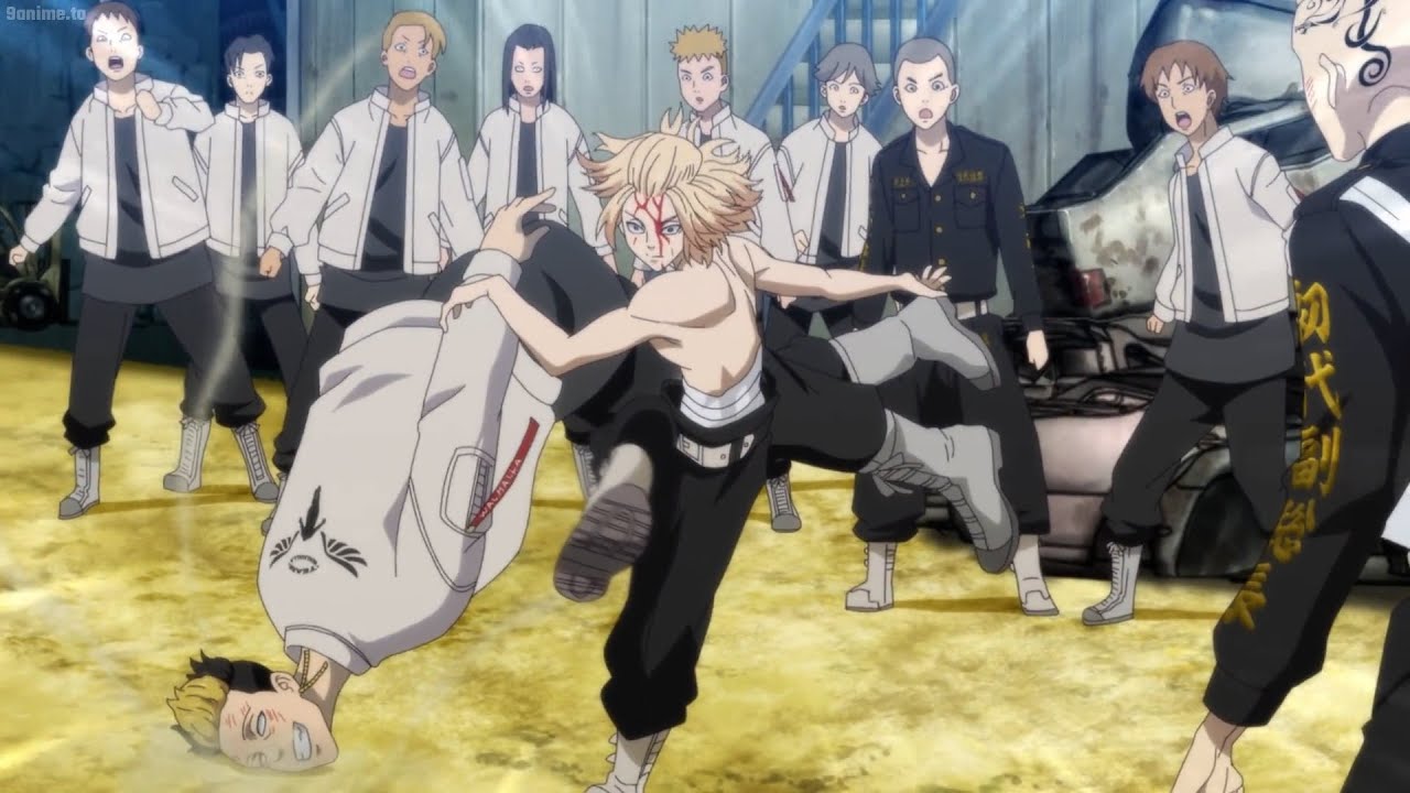 東京リベンジャーズ 聖夜決戦編 | マイキーは光速のキックを使用して、半間派閥のいまいましいリーダーを倒しました。Mikey used a light kick to defeat Hanma.