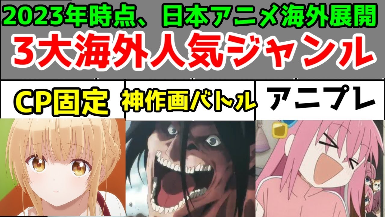【アニメコラム】海外人気ジャンル「ヒロイン固定ラブコメ」「神作画バトル」「アニプレックス」