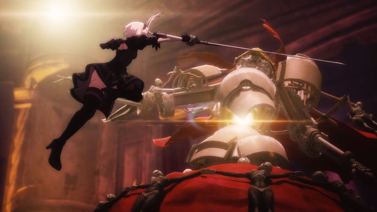 アニメ ニーアオートマタ Ver1.1a 4話　2B vs ボーヴォワール戦闘シーン　Anime Nier Automata Ep4 Eng Sub  2B vs Beauvoir Battle