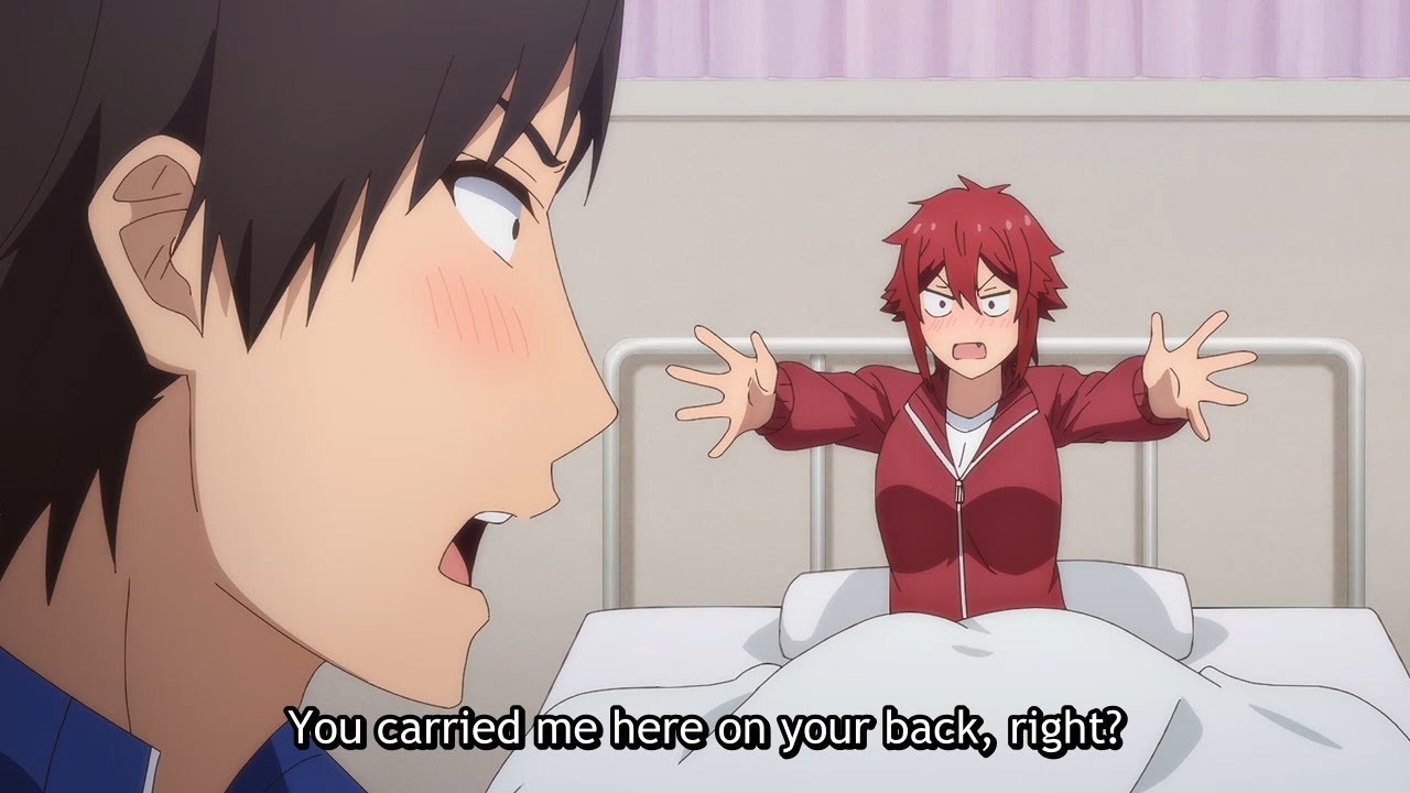 Tomo wants Jun to carry her on his back to leave the hospital Ep 10 Tomo-chan Is a Girl! トモちゃんは女の子