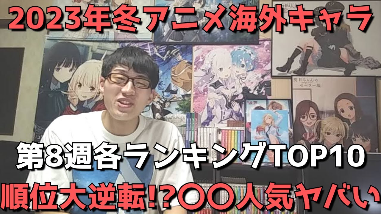 【2023年冬アニメ第8週】「海外キャラ人気」各ランキングTOP10【Anime Trending女性、男性、二人組】(ネタバレなし)【順位大逆転！？〇〇人気がヤバい】