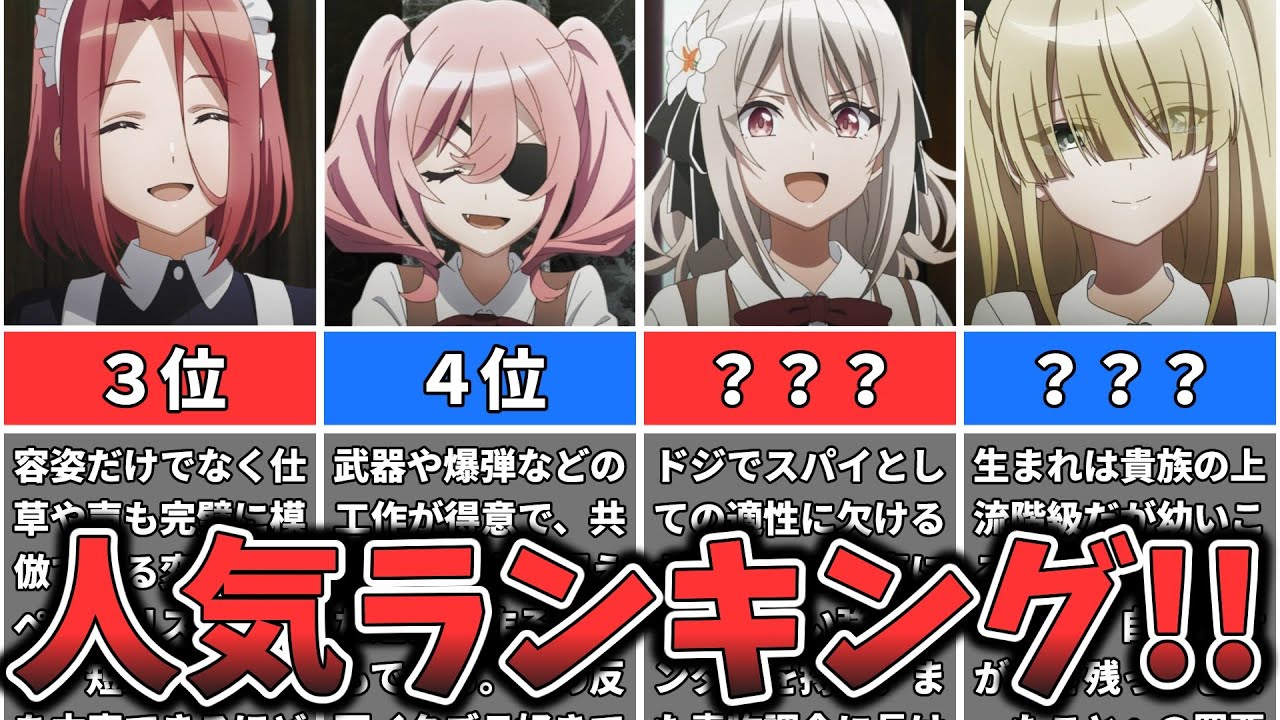 【スパイ教室】人気キャラランキング 「世界最強の騙しあいが今、幕を開ける」