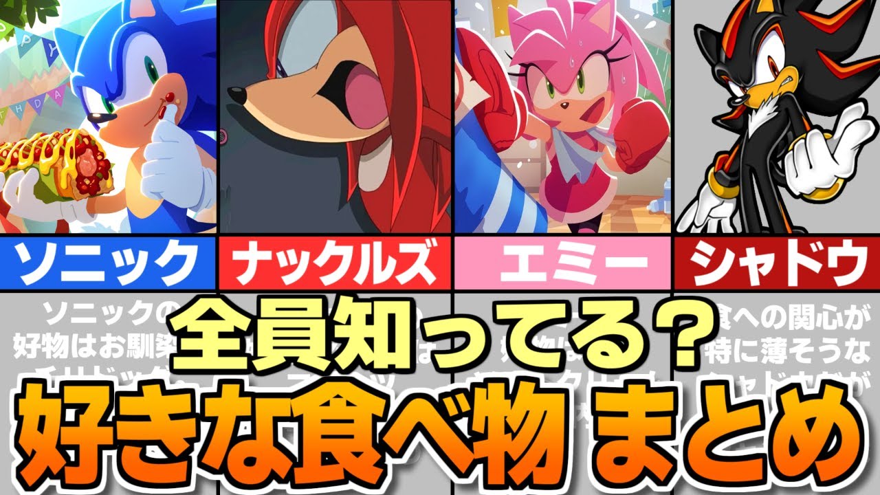 【雑学】ソニックキャラクター好きな食べ物まとめ【17キャラ】