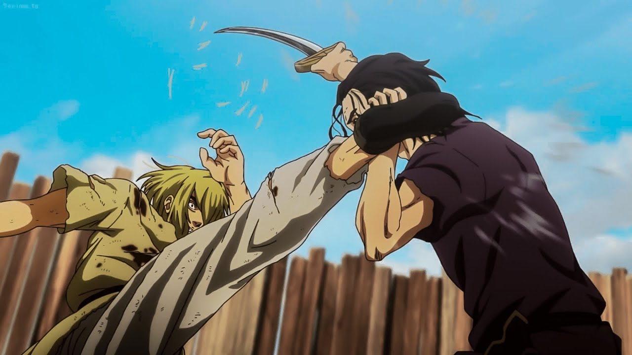 ヴィンランド・サガ | トルフィンは蛇 の突然の打撃に反応彼がまだ生きたいと思ってに気づき, Thorfinn responds to Hebi's sudden attack.