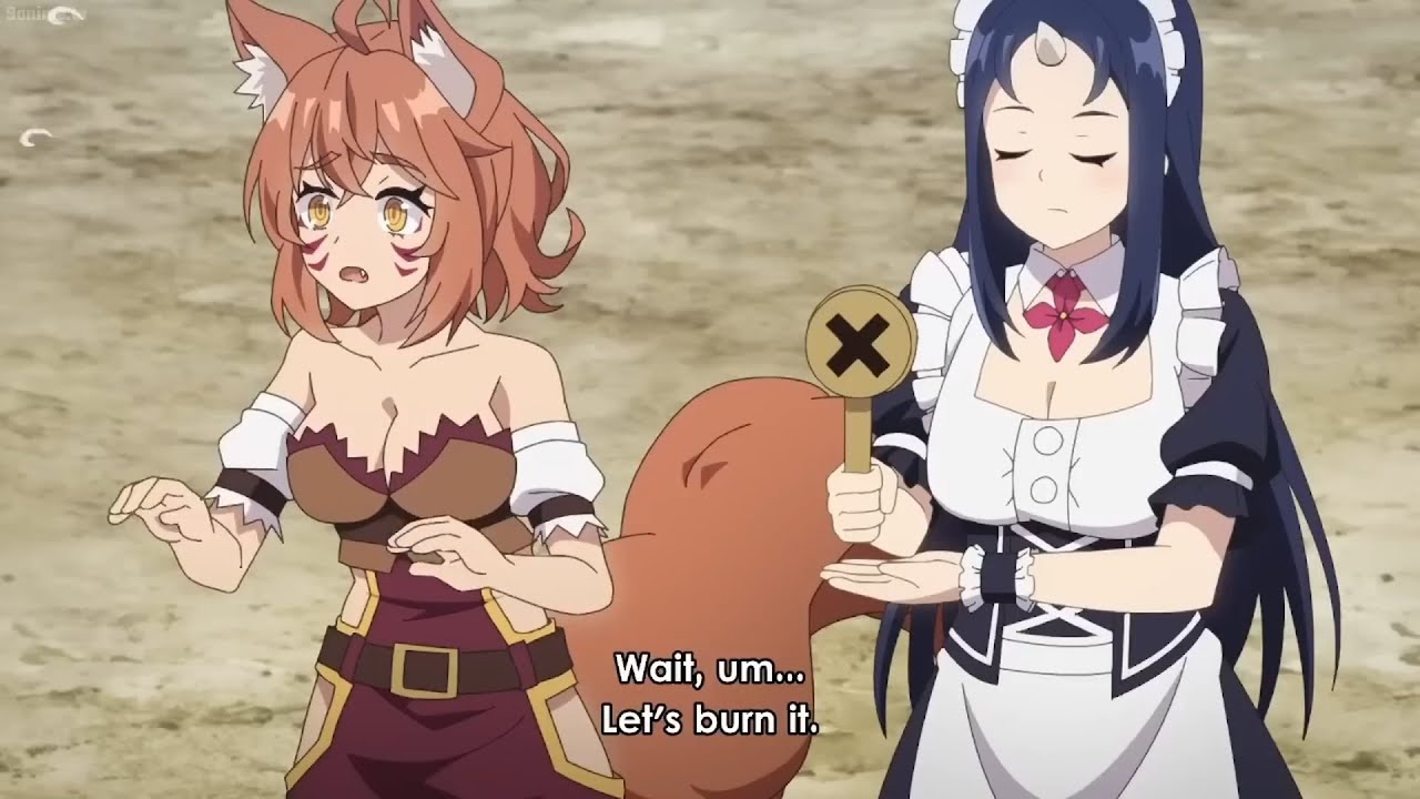 Tia is afraid to eat the meat of the crab - Isekai Nonbiri Nouka Episode 9