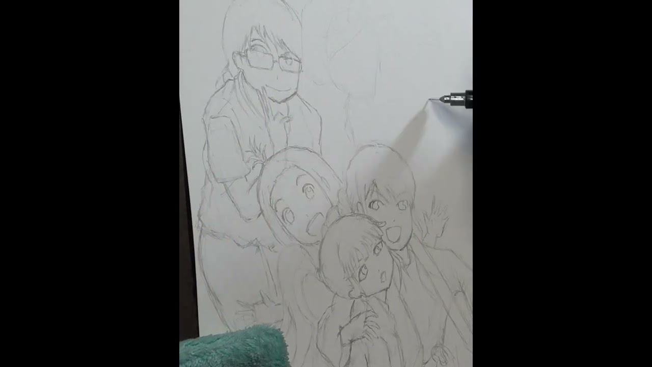 アニメ「もういっぽん!」青葉西高校柔道部、描いてみた。Animation "MouIppon!" I drew it. Analog Illustration Making