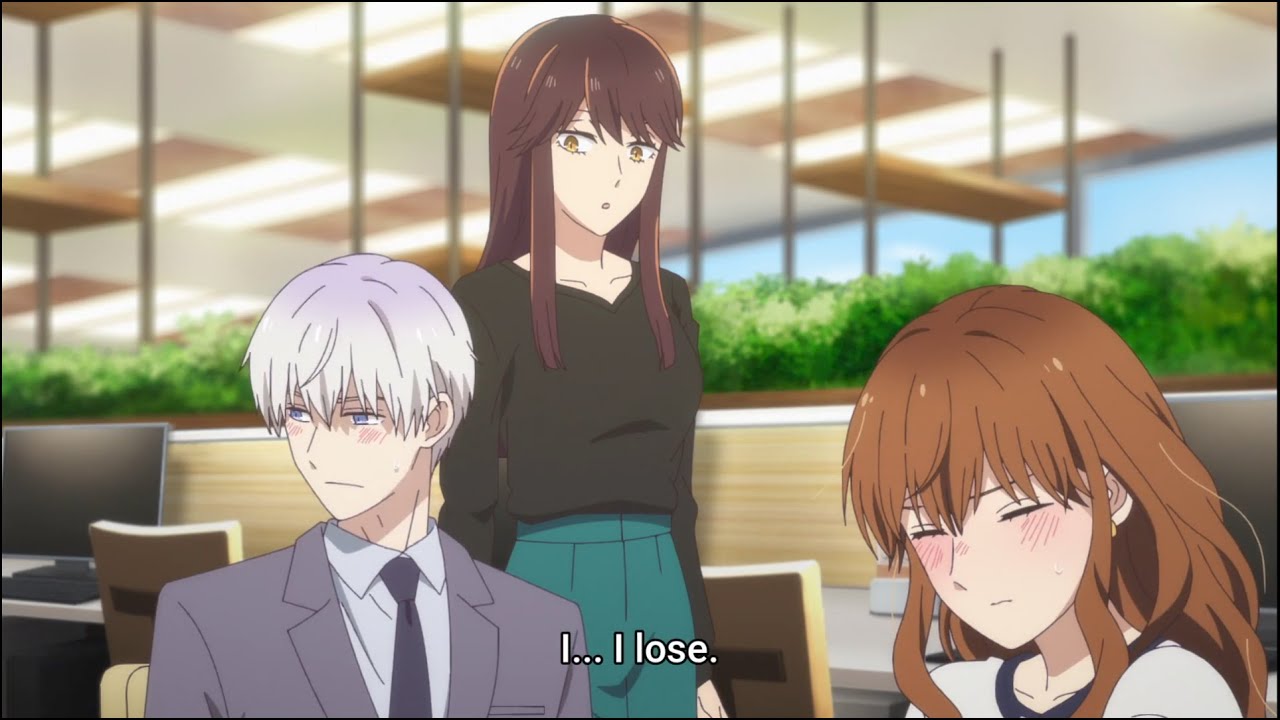 Himuro stare Fuyutsuki-san and make her blush- Koori Zokusei Danshi to Cool na Douryou Joshi ep 6