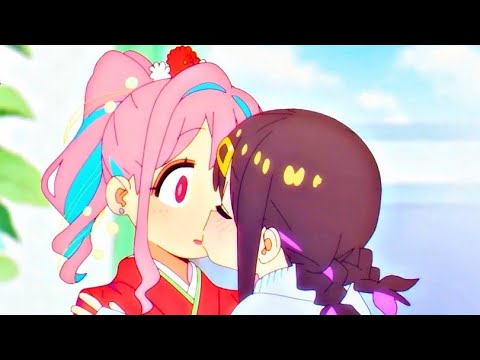 Mihari kisses Mahiro and Kaede (Onimai)