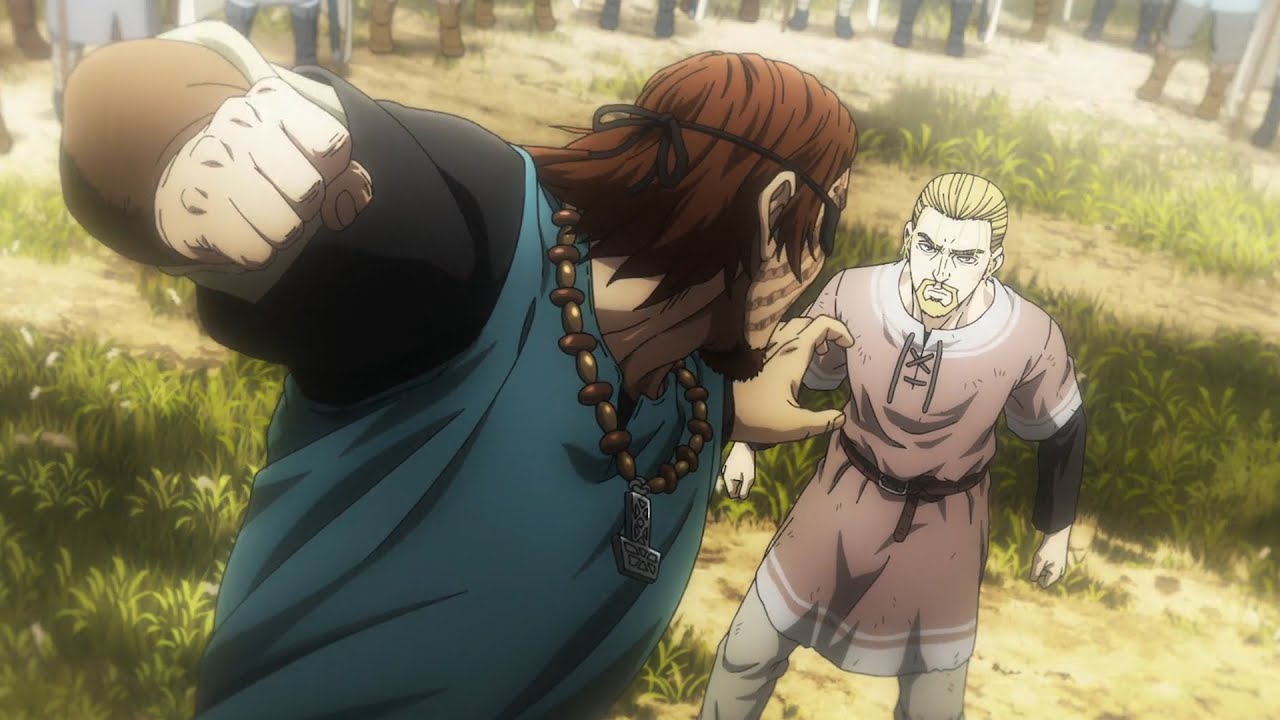 ヴィンランド・サガ SEASON2_ Vinland Saga Season 2_(クヌート王vsトルフィン) 殴られても耐えてクヌート王と対峙するトルフィン_Canute vs Thorfinn