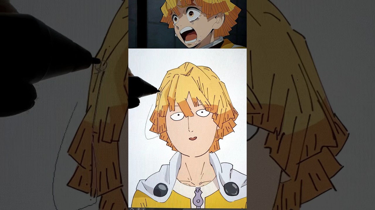 サイタマ+他作品キャラ要素① #イラスト #イラストメイキング #鬼滅の刃 #onepunchman #お兄ちゃんはおしまい #融合イラスト