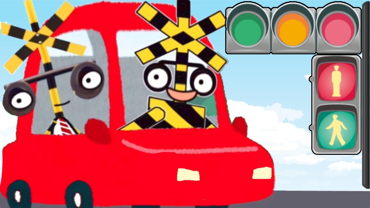 くるまとふみきり２　踏切カンカンが車でおでかけ。はたらくくるまもでてくるよ。交通マナー　教育ビデオ　　train children's anime fumikiri
