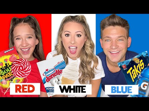 RED ❤️ WHITE 🤍 & BLUE 💙 FOODS ONLY FOR 24 HOURS EXTREME CHALLENGE!