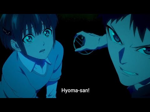 Hyouma saves botan from umbrella tsukumogami ~ もののがたりMONOGATARI season 2