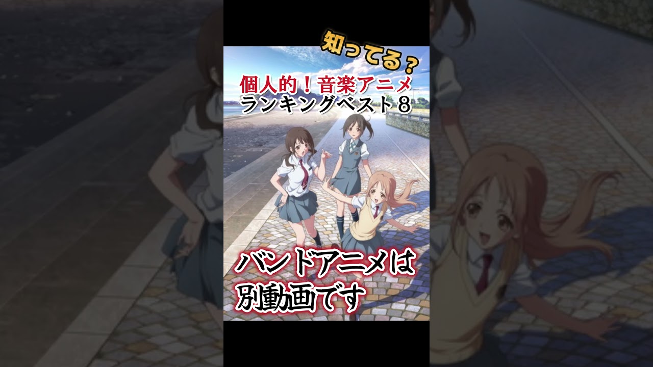 【キッズは知らない】個人的！音楽アニメランキングベスト８【異論は認める】 #shorts