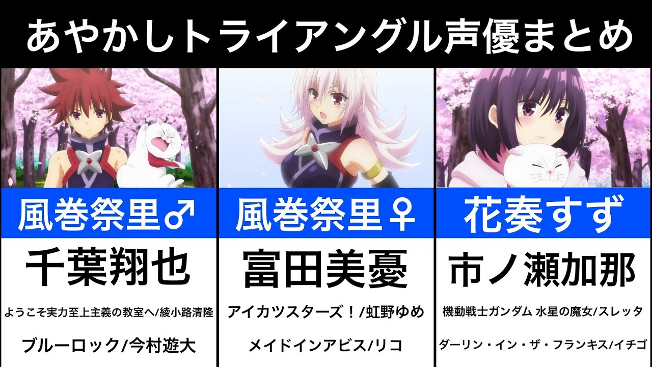 【あやかしトライアングル】声優まとめ