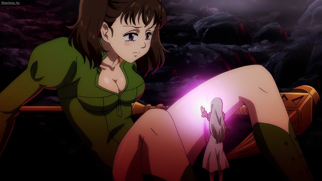 七つの大罪 | ディアンヌは敏感な場所を傷つけたので、エリザベス・は彼女の力を使って治癒しました | Diannu was injured so Elizabeth used her power