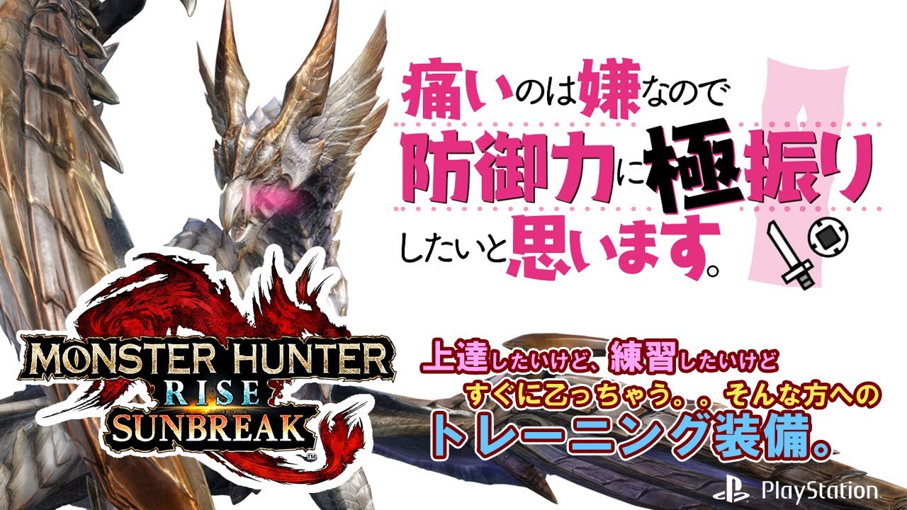 痛いのは嫌なので防御力に極振りしたいと思います。【 PS版 モンスターハンターライズ：サンブレイク 】トレーニング用 装備