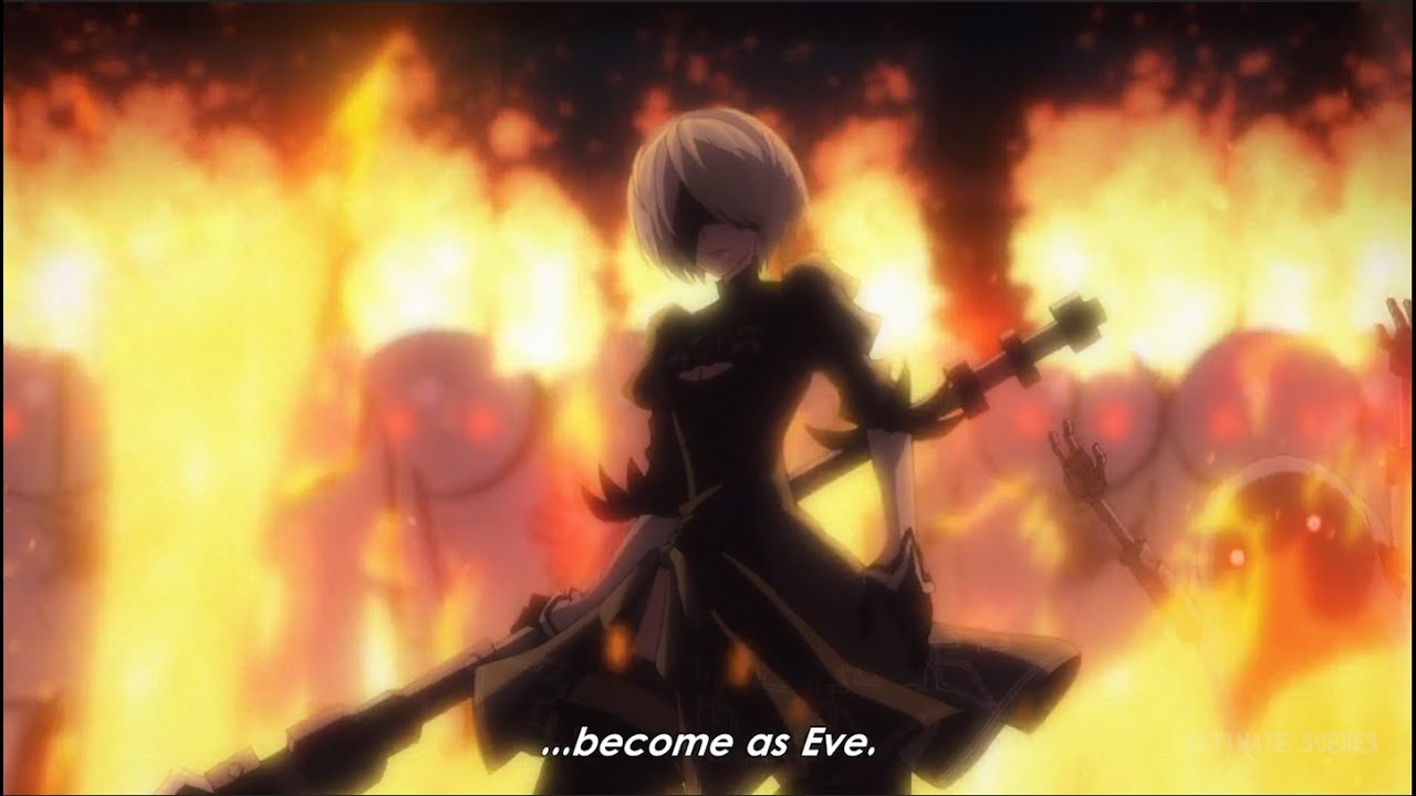 2B VS Machines Cult and Goliath Ball Boss Fight | Nier: Automata Anime