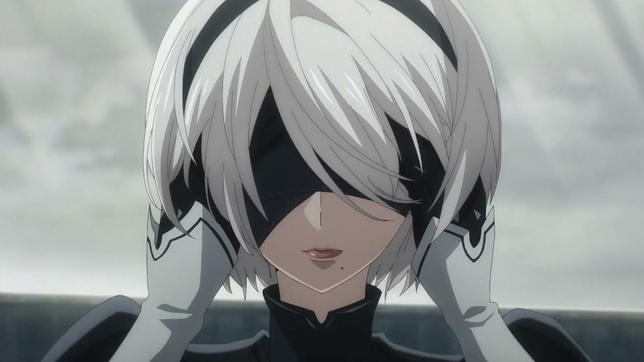 Nier Automata ver1.1a episode 8 2B removes her blindfold scene.