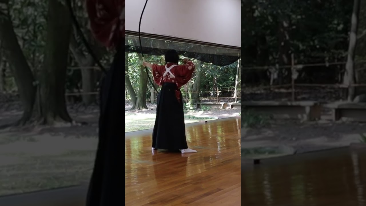 ツルネグッズの「つながり」弦音のみ(連続) ,道具 弓：「一射」11kg/弦：「つながり」1号,@兼六園弓道場  #ツルネ #ツルネグッズ #咲矢ツルネコラボ #shorts #short