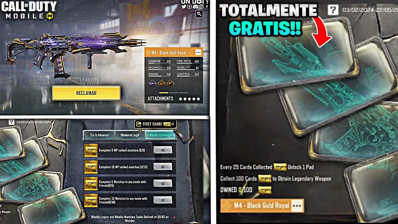 AL FIN!! M4 LEGENDARIA GRATIS EN EL NUEVO EVENTO DE COD MOBILE /COMO CONSEGUIR LA M4 LEGENDARIA CODM
