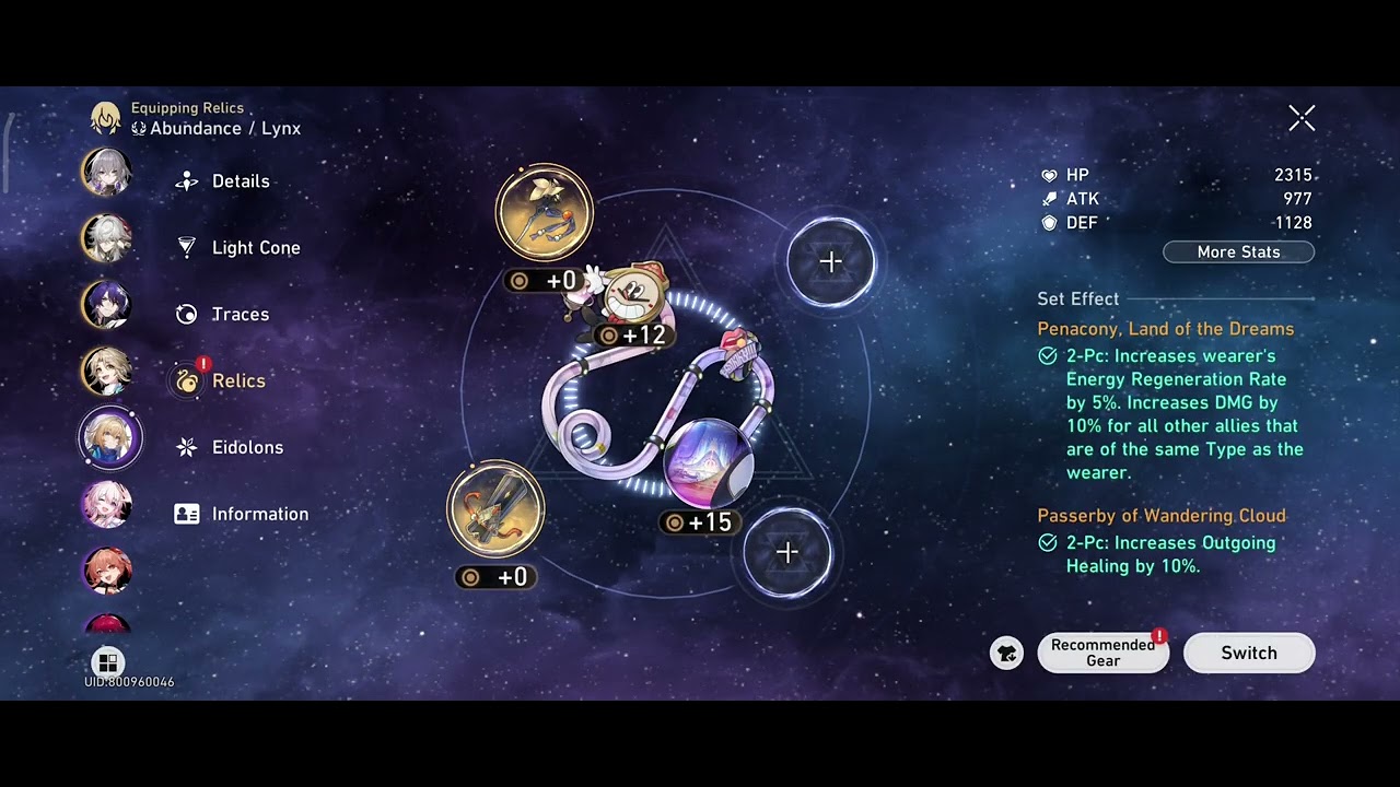 Honkai Star Rail new update add call recommended relic original build