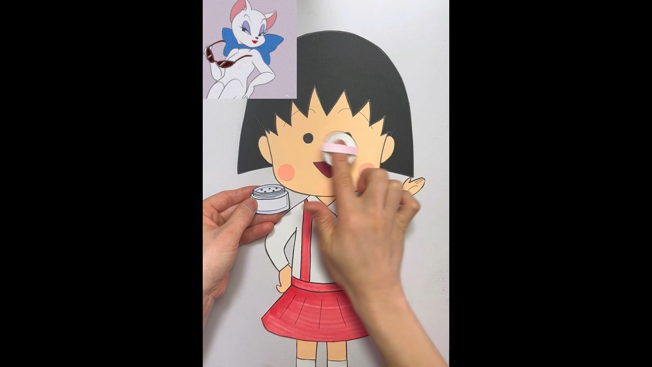 まる子、流行りのトゥードルスメイクをする💄 Toodles galore makeup🐱#shorts