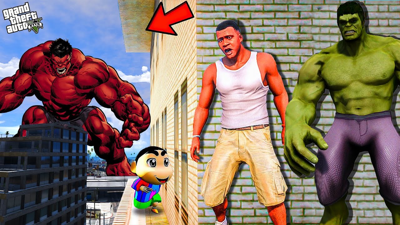 Franklin and Shinchan & Chop play HIDE AND KILL with REVENGER HULK In GTA 5