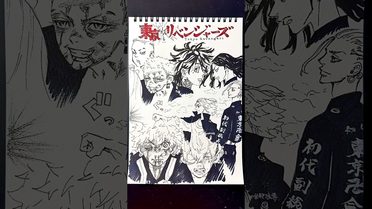 チーム東リべ✨｜Drawing Tokyo Revengers!!🔥｜一発描き  #東京リベンジャーズ #anime #shorts