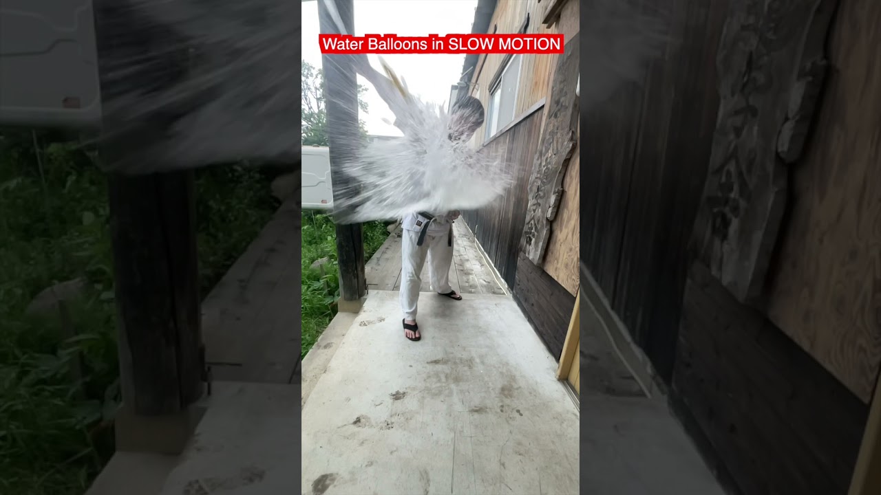 Water Balloons in SLOW MOTION　Japanese sword#aikido ＃karate #martial #合気道 #武道 #空手＃喧嘩独学
