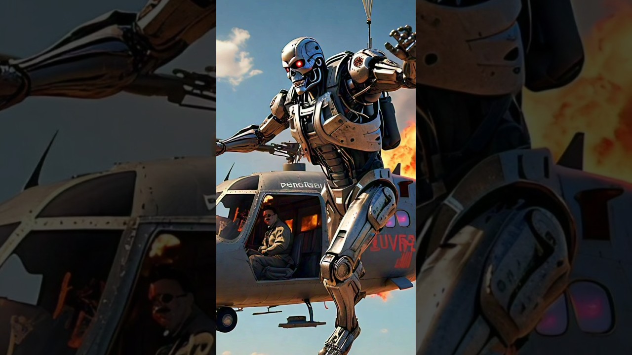 Terminator Vs Rambo Helicopter War | Memories of Terminator#music #terminator #rambo #ai#aiart