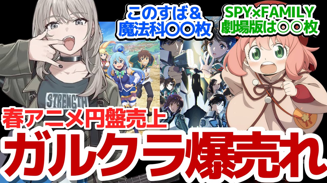 【円盤売り上げ】ガルクラ＆ユーフォニアム無敵の○○枚！このすば＆魔法科は健闘か？スパイファミリー劇場版は微妙？　反応集＆個人的感想【ガルクラ】 【ユーフォニアム】【スパイファミリー】