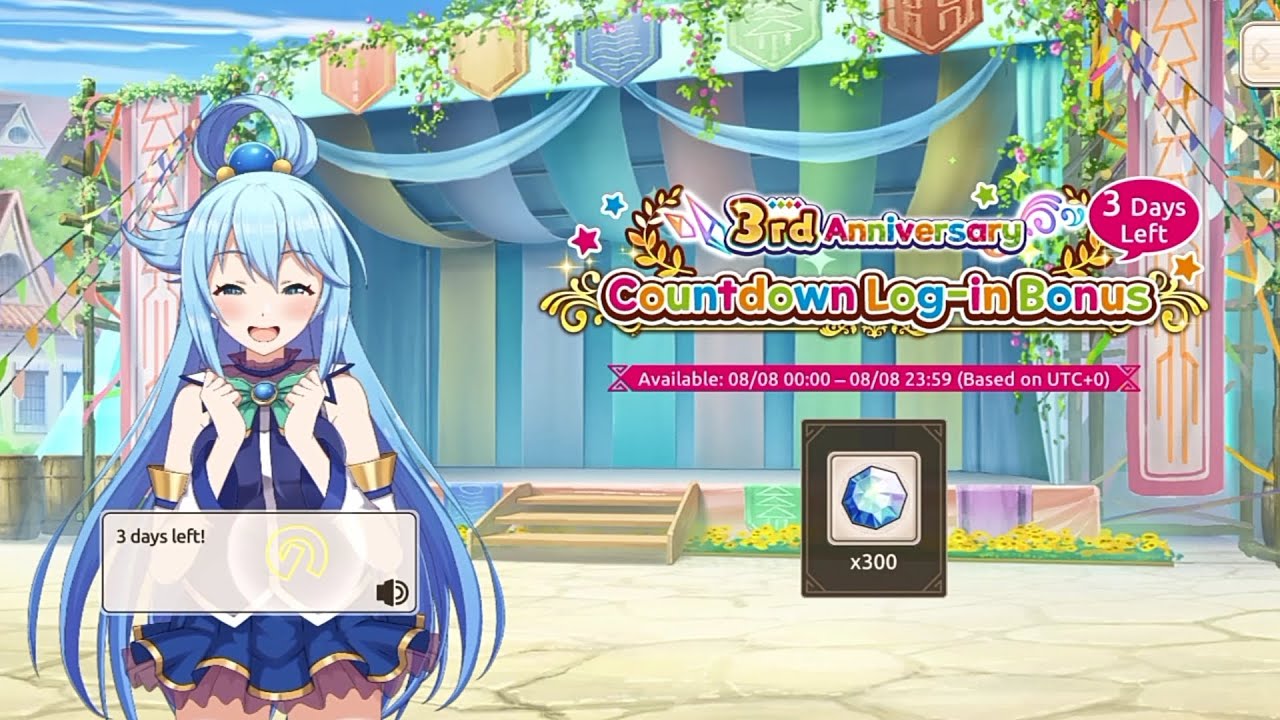 Konosuba Fantastic Days Bonus Login 3rd Anniversary (3 Days Left)