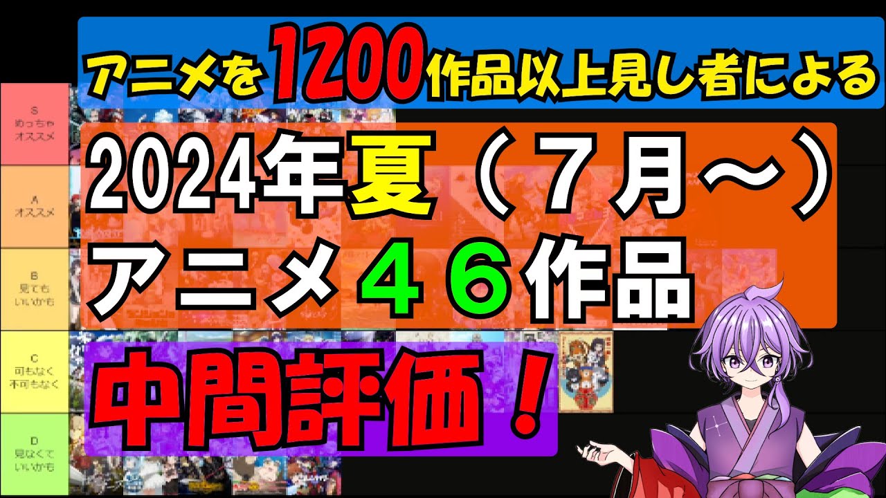 2024年夏（７月～）アニメ46作品中間評価！【アニメを1200作品以上見し者による】