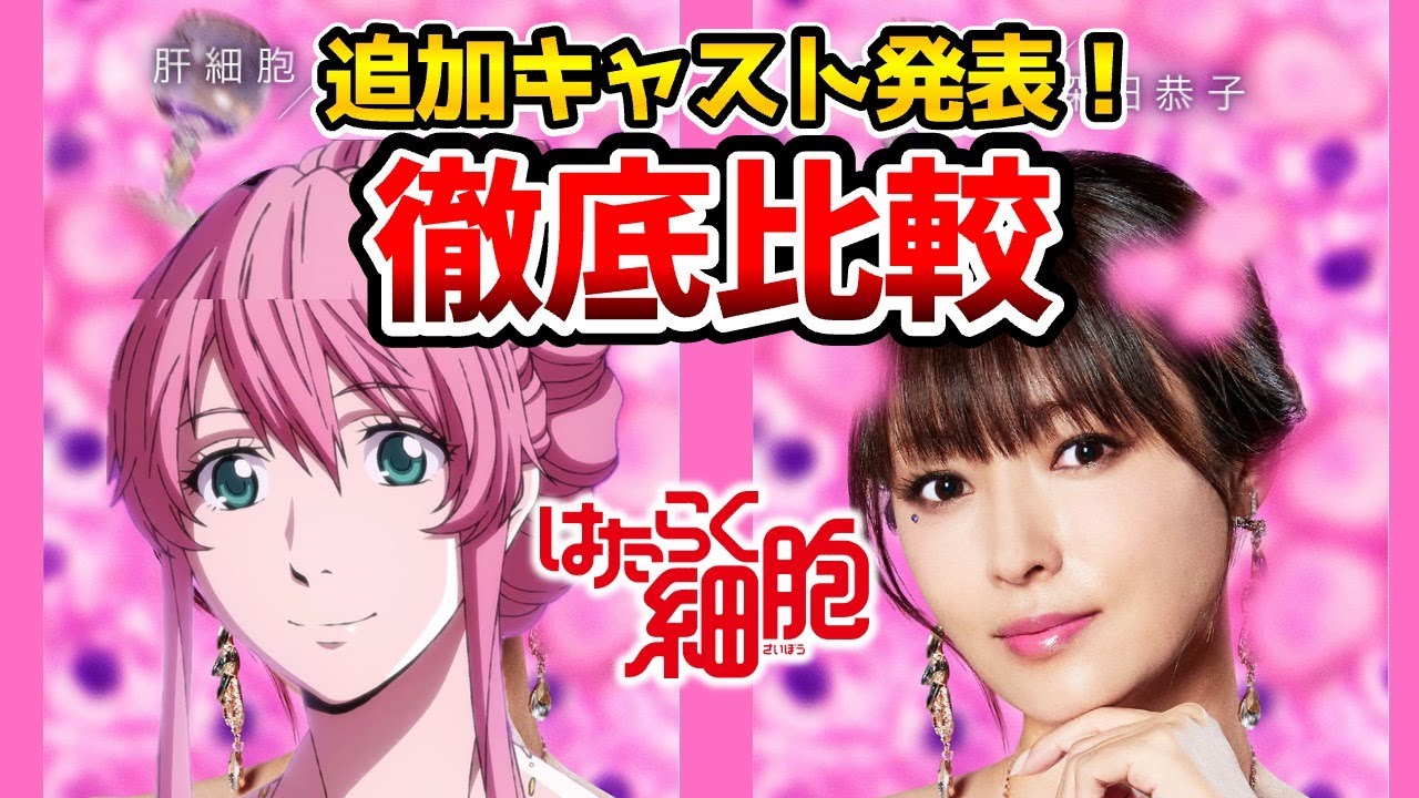 【はたらく細胞全キャスト】超豪華！実写とアニメを完全比較！赤血球：永野芽郁/白血球：佐藤健/ヘルパーT細胞：染谷将太/肝細胞：深田恭子/肺炎球菌：片岡愛之助/Fukase SEKAI NO OWARI