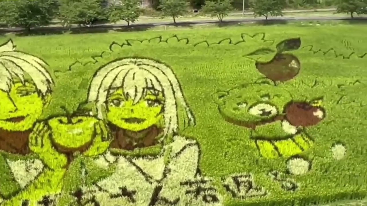 田んぼアート#じいさんばあさん若返る#アニメ大好き