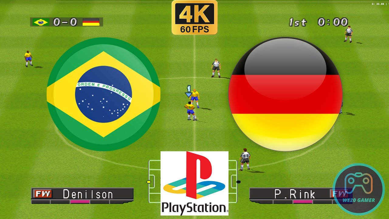 Winning Eleven 2000 - Brazil vs Germany - Duckstation PS1 on PC  Full Game [4K60]