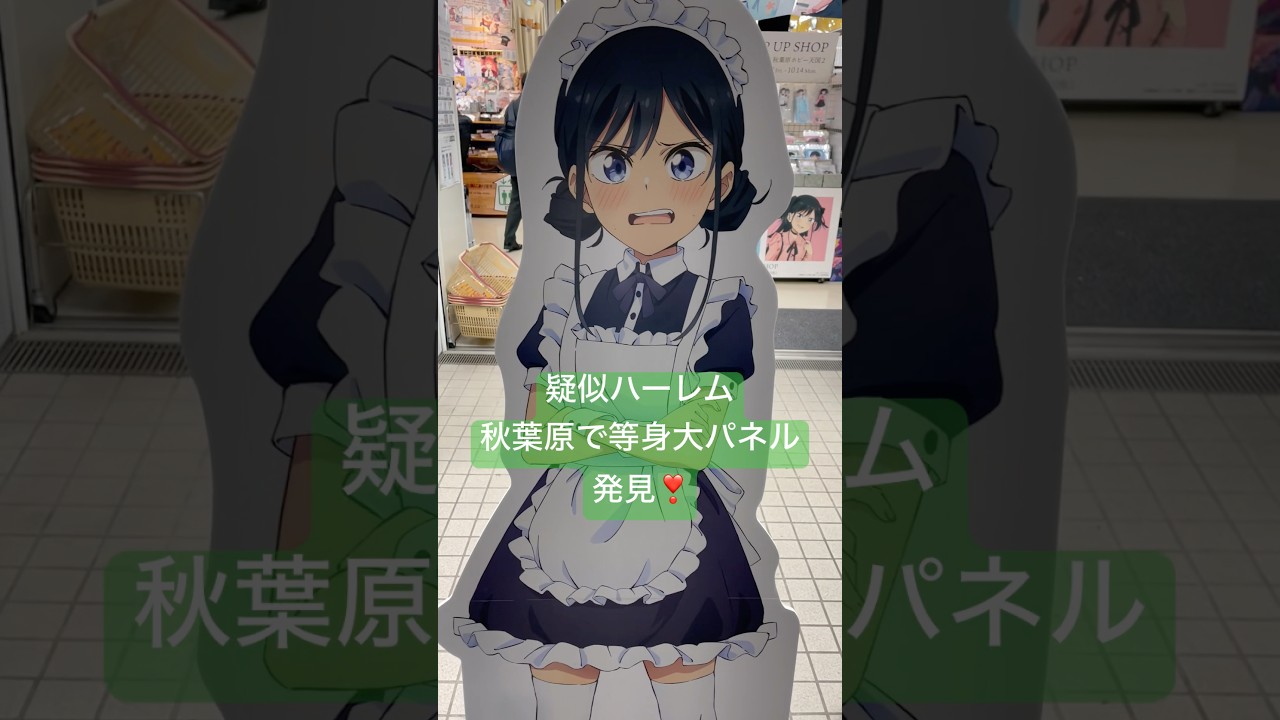 疑似ハーレムの等身大パネルを秋葉原で発見！七倉凛ちゃんのメイド姿が可愛い！#疑似ハーレム #七倉凛 #秋葉原 #shorts