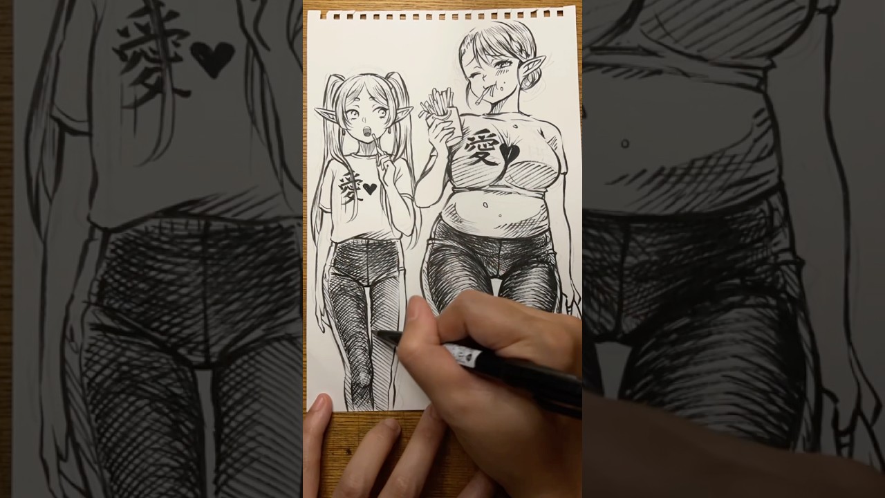 エルフさんは痩せられない　#shorts  #イラスト  #葬送のフリーレン