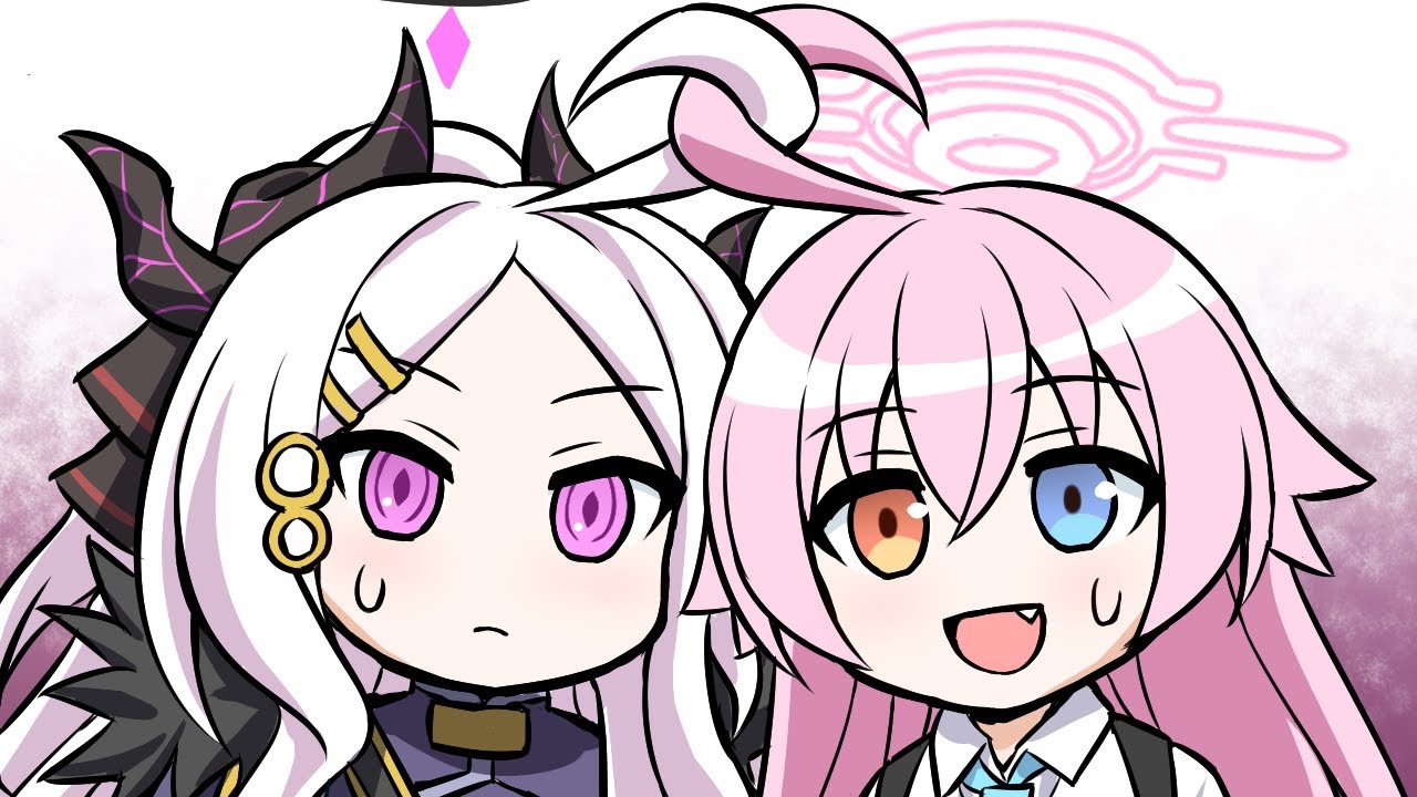 【ブルアカ手描き動画】ホシノとヒナのアホ毛【百合】